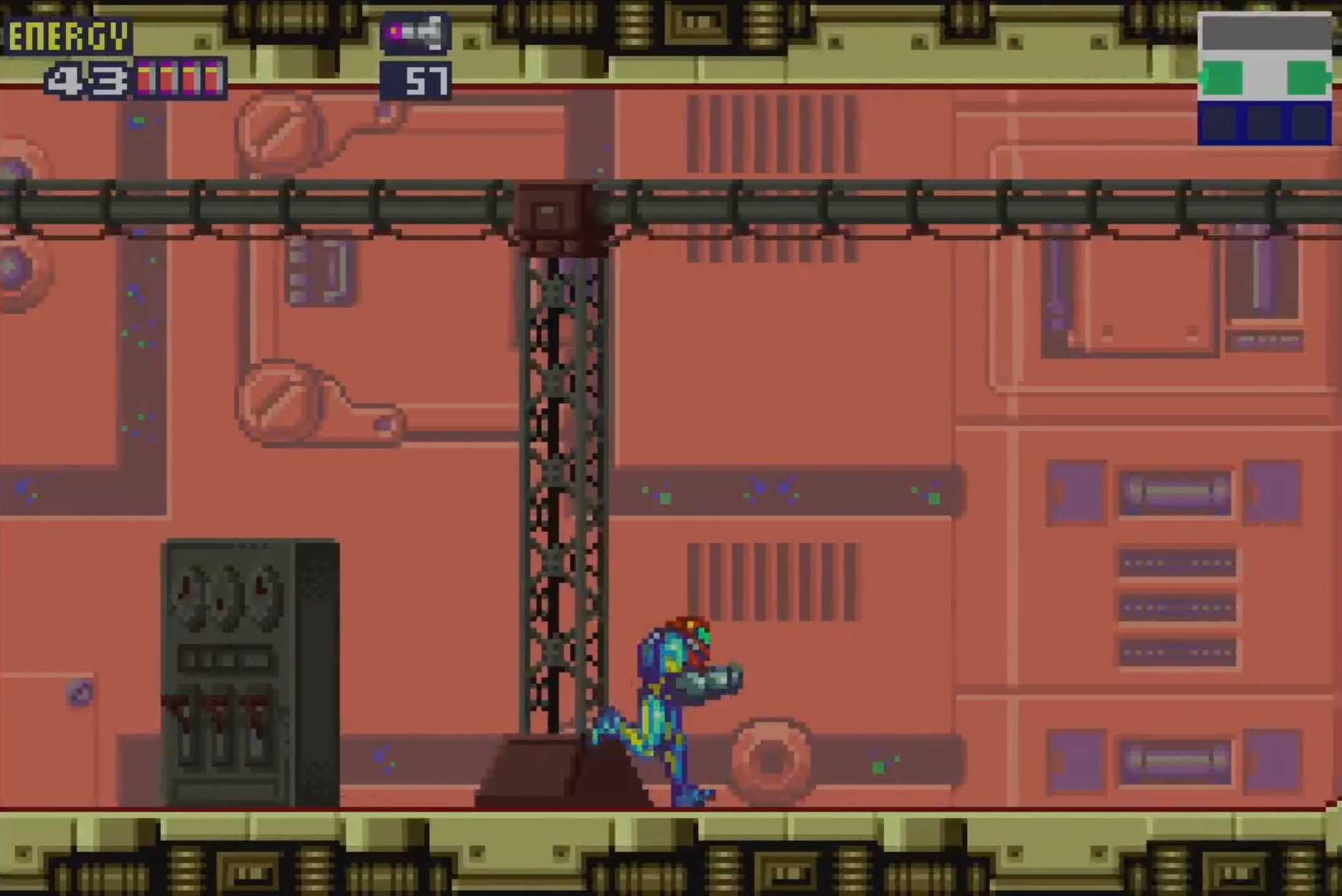 A screenshot from Metro Fusion on the Game Boy Advance.