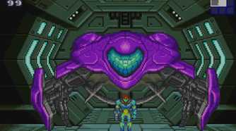 A screenshot from Metro Fusion on the Game Boy Advance.