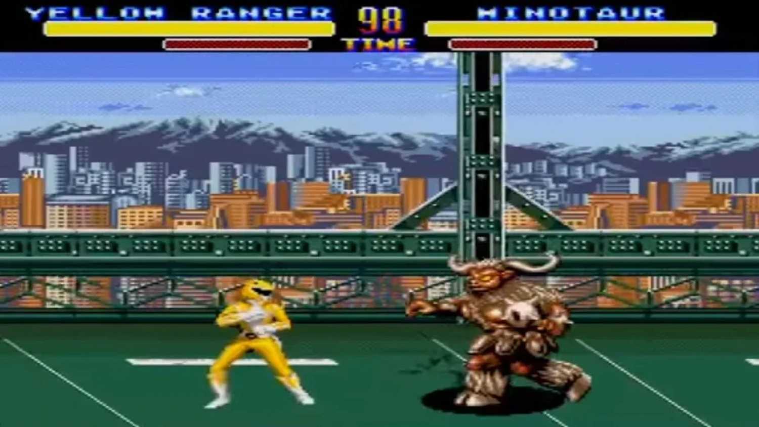 A screenshot of gameplay from the Sega Genesis version of Mighty Morphin Power Rangers