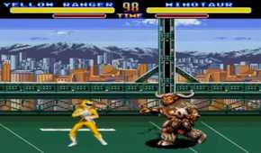 A screenshot of gameplay from the Sega Genesis version of Mighty Morphin Power Rangers