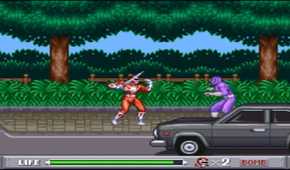 A screenshot of gameplay from the Super Nintendo version of Mighty Morphin Power Rangers