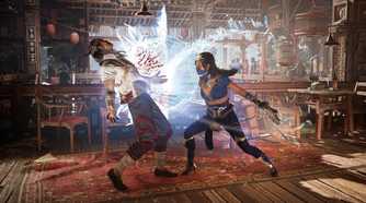 Kitana slashing Liu Kang in Mortal Kombat 1.