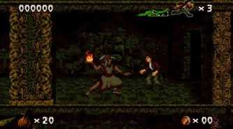 A screenshot of an enemy encounter in Pitfall: The Mayan Adventure