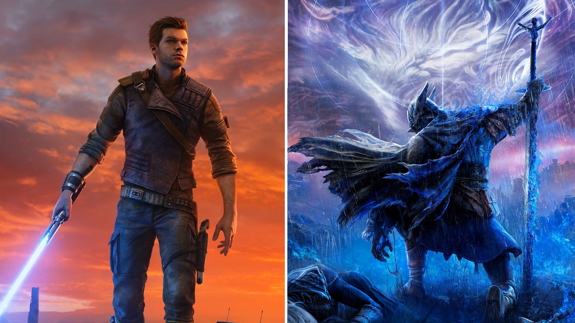 Una combinación de Star Wars Jedi Survivor y Elden Ring Night Reign