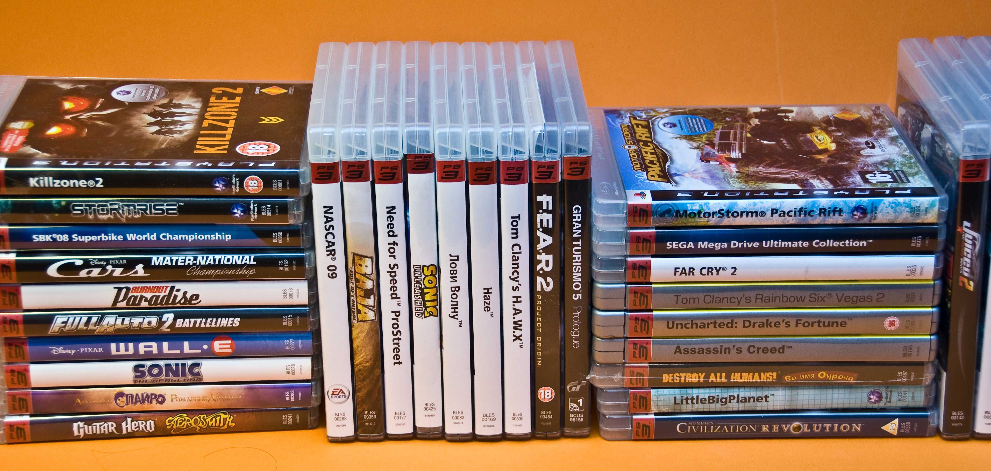 Stacks of PlayStation 3 discs.