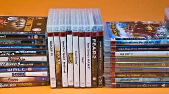 Stacks of PlayStation 3 discs.
