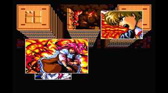 A screenshot of cutscenes from the Japanese version of Power Strike