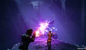 A screenshot of co-op gameplay in Returnal.