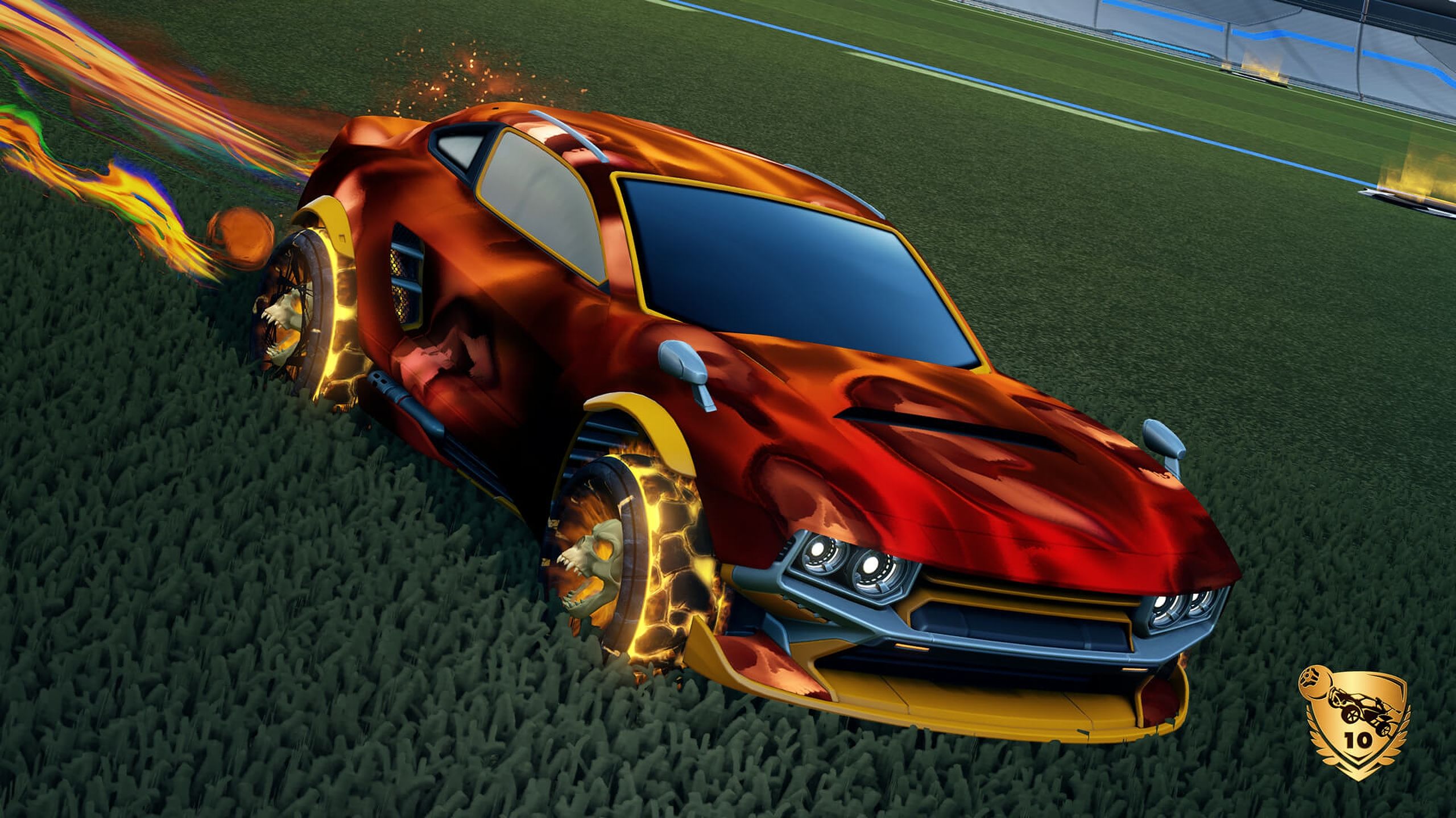 A red car in Rocket League.