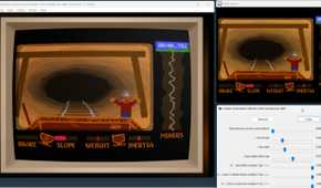 A screenshot of ShaderGlass active with its filters being tweaked.