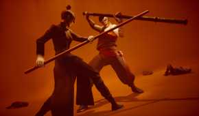 The player fighting an enemy with a bo in Sifu.