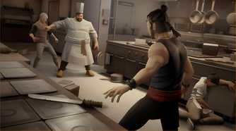 Fighting in the kitchen in Sifu.
