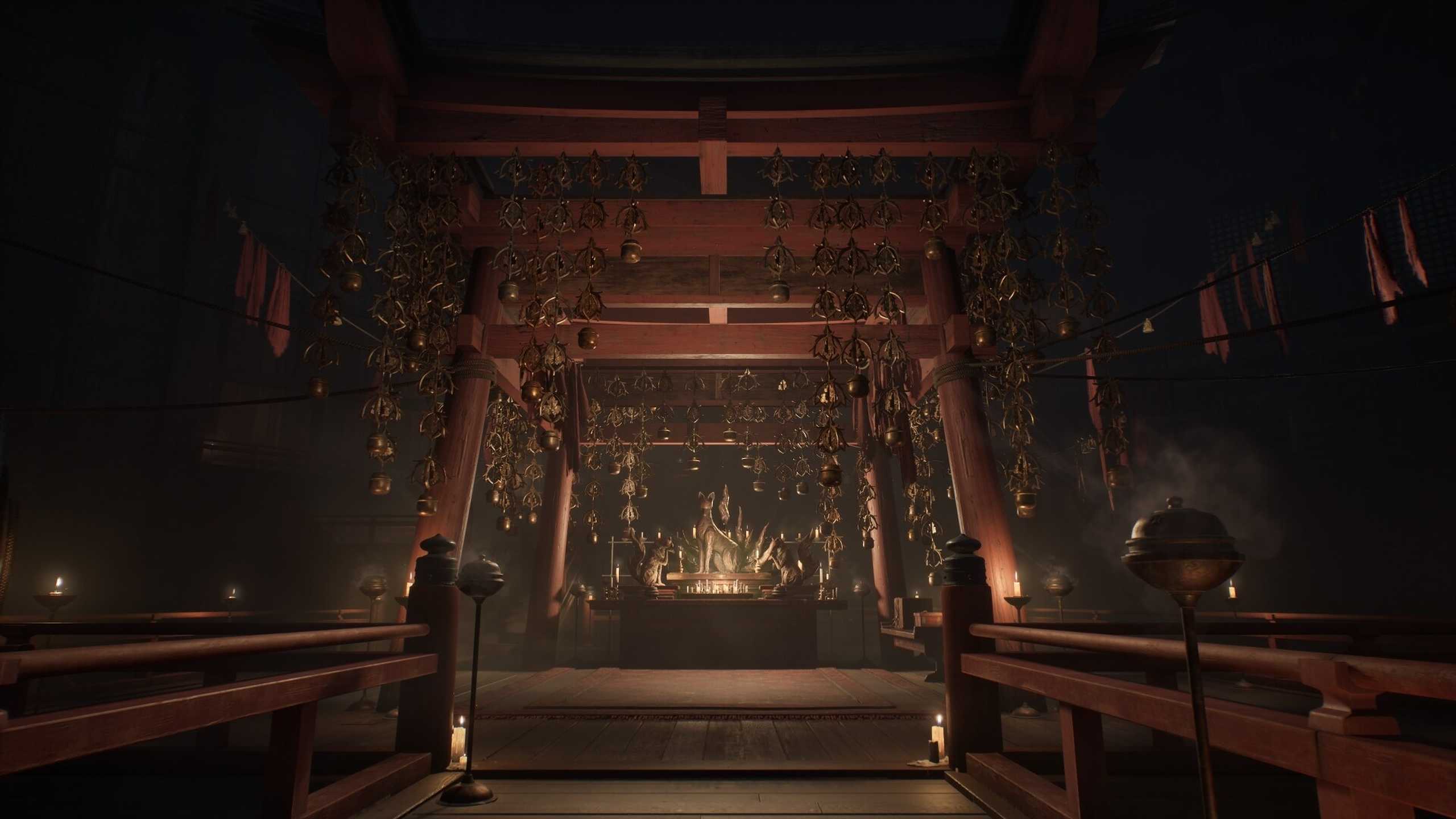 A creepy temple in Silent Hill F.