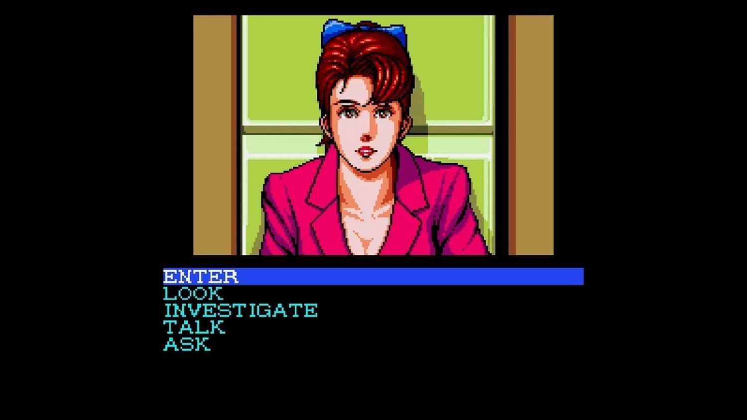A screenshot of interaction gameplay from Snatcher