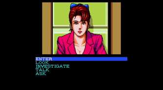 A screenshot of interaction gameplay from Snatcher