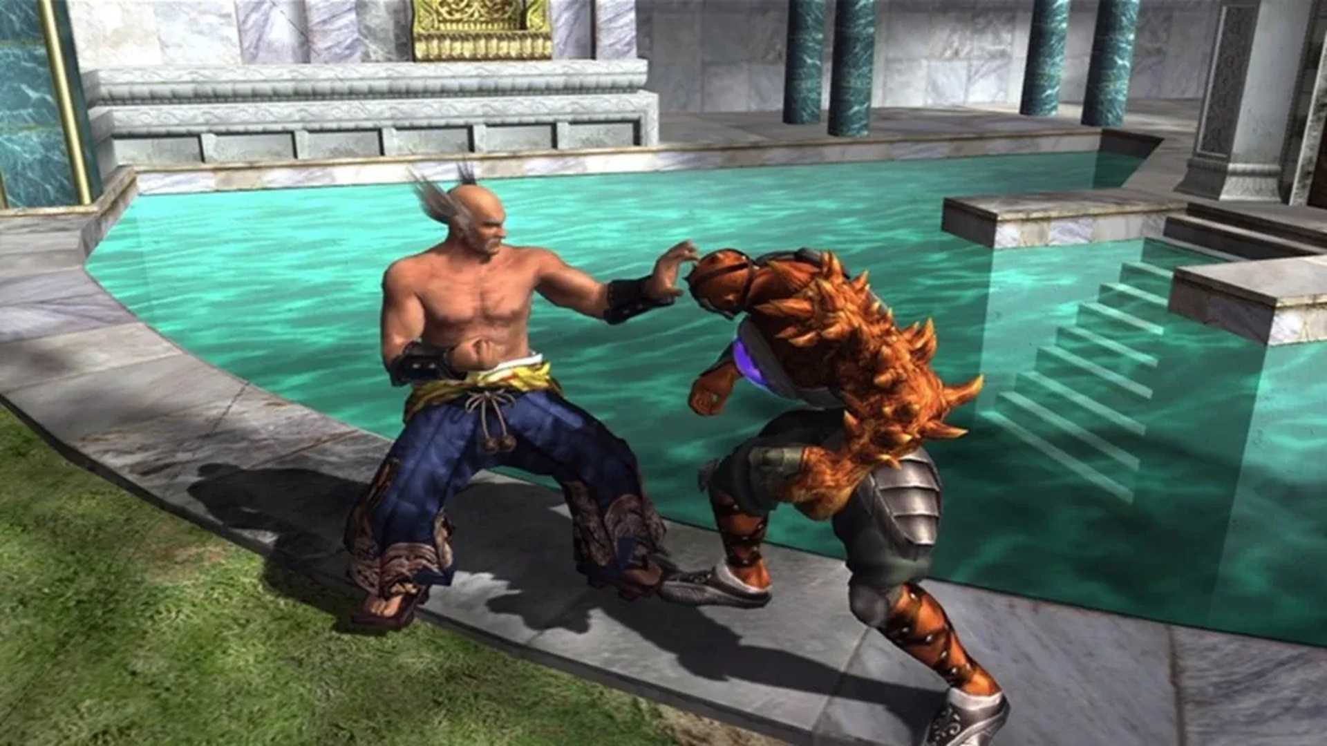 A screenshot of Heihachi Mishima in a match from Soulcalibur 2