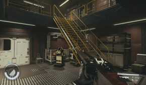 A screenshot of exploration within a facility in Starfield