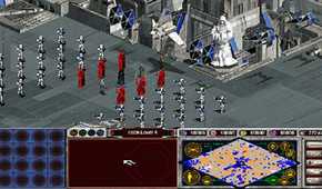 A screenshot of the Imperial army in Star Wars: Galactic Battlegrounds