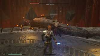 A screenshot of the Malicos fight in Star Wars Jedi: Fallen Order