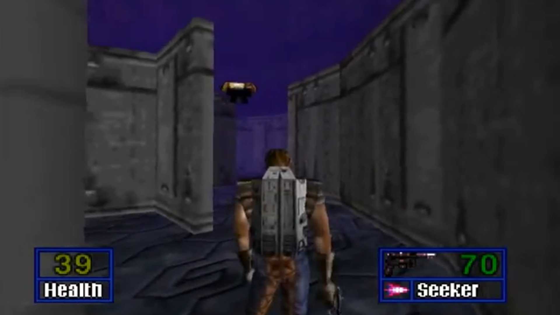 A screenshot of the Gladiator Droid head in Star Wars: Shadows of the Empire