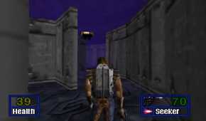 A screenshot of the Gladiator Droid head in Star Wars: Shadows of the Empire
