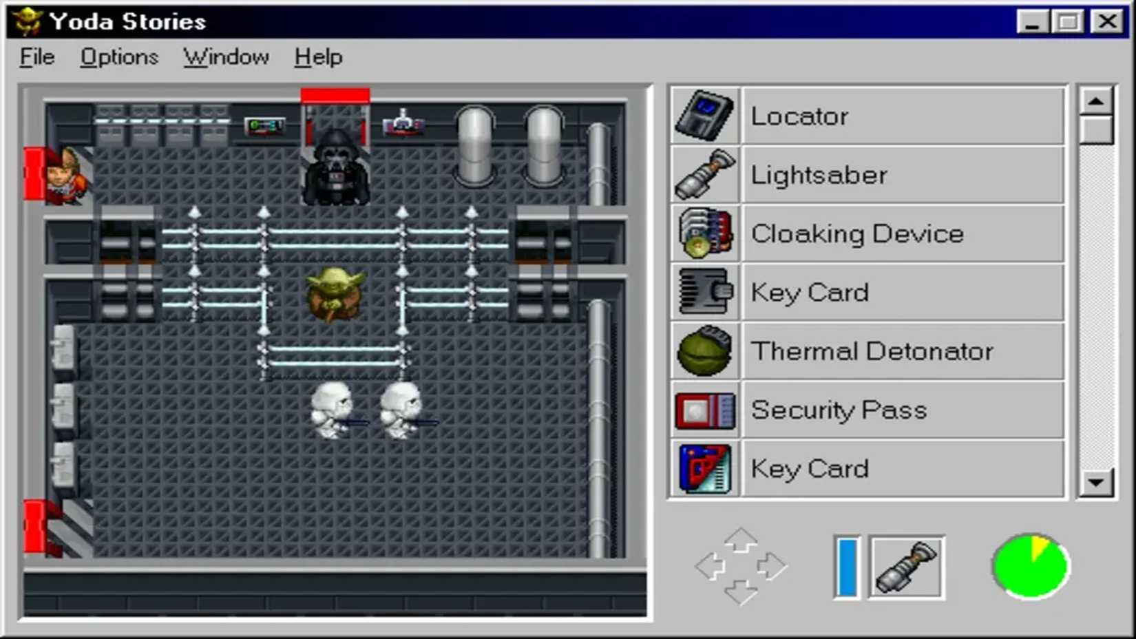 A screenshot of gameplay from the PC version of Star Wars: Yoda Stories