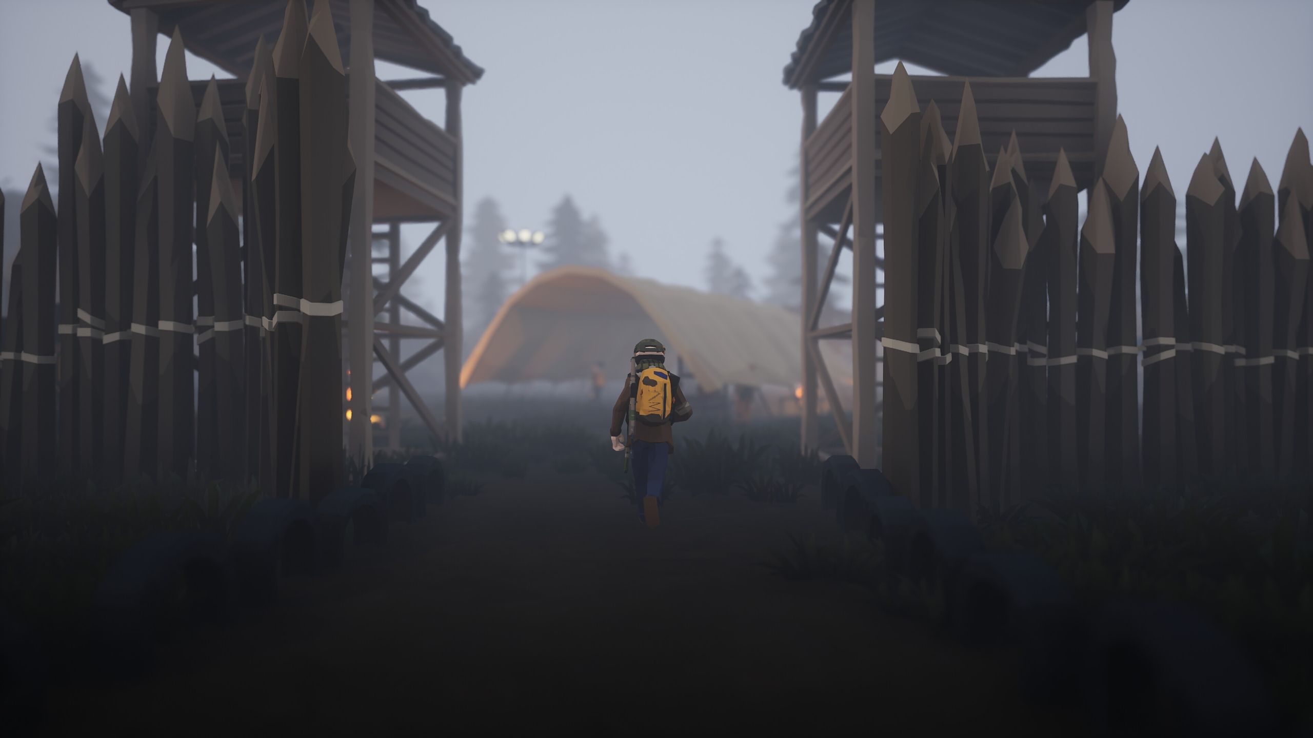 The player character entering a base in SurrounDead.