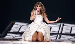 A shot of Taylor Swift during the Dead Poets Department performance during The Eras Tour