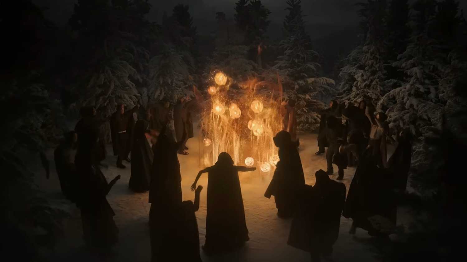 A shot of the orbs scene from the Taylor Swift Willow music video