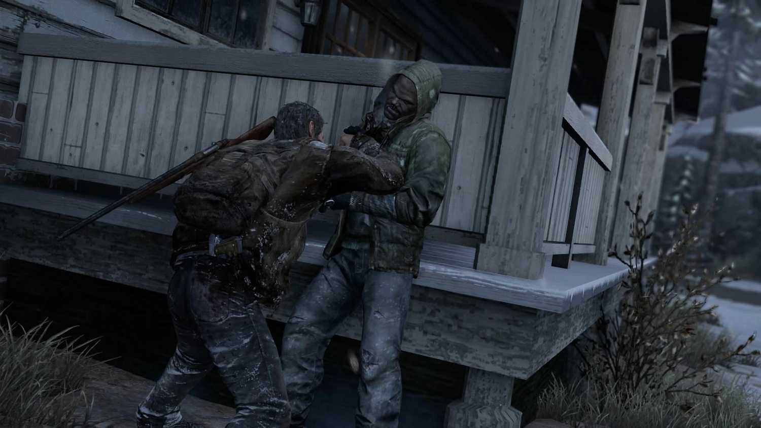 Joel in combat in The Last of Us Remastered.