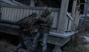 Joel in combat in The Last of Us Remastered.