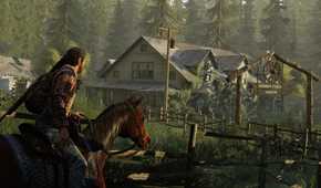 Joel on horseback in The Last of Us Remastered.