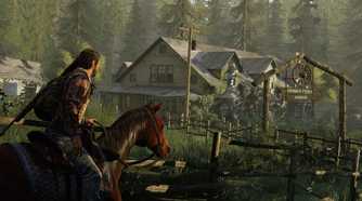 Joel on horseback in The Last of Us Remastered.