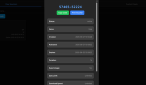 Unifi voucher manager voucher details