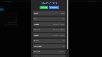 Unifi voucher manager voucher details