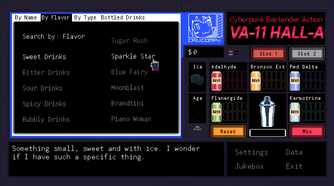 The drink mixing game in VA-11 Hall-A.