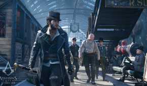 Jacob Frye at a bustling and busy train station in Assassin's Creed Syndicate.