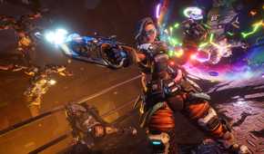 Harlowe from Borderlands 4 wielding a weapon.