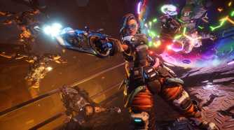 Harlowe from Borderlands 4 wielding a weapon.