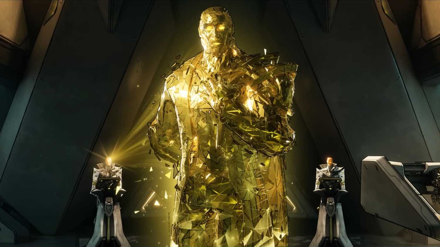 The Timekeeper talking to the Vault Hunters in Borderlands 4.