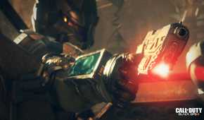 A soldier aiming a laser-sight pistol in Call of Duty: Black Ops III.
