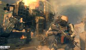 An armored soldier standing next to a robotic mech in Call of Duty: Black Ops III.