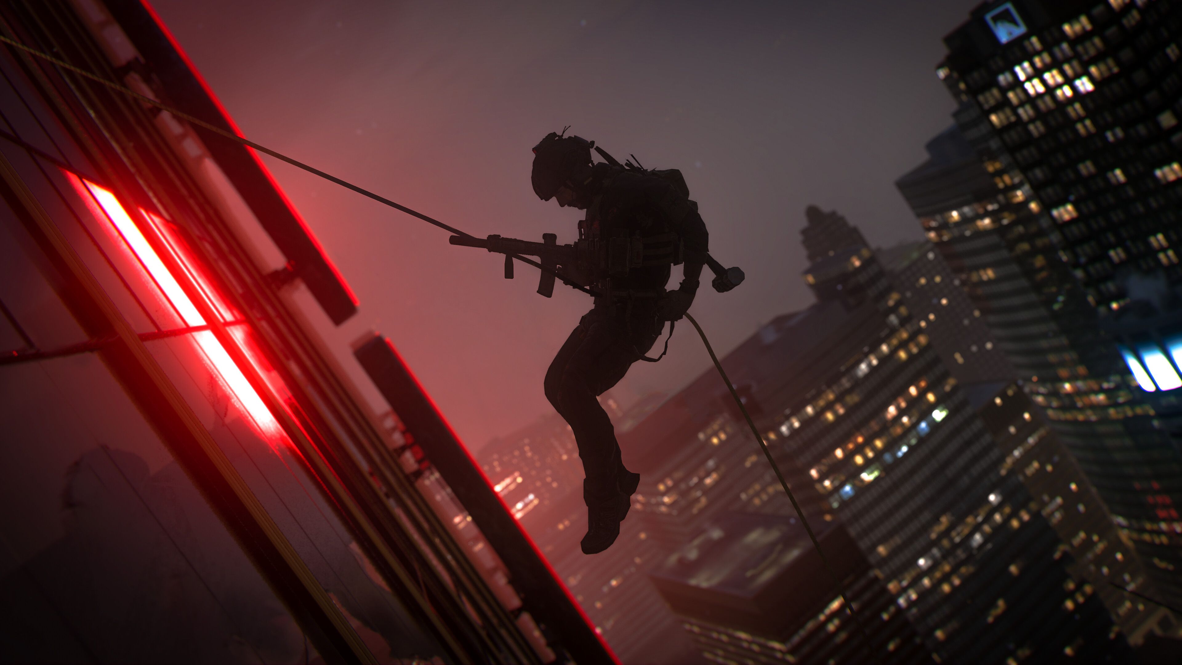 Captain Price rappelling down a building in Call of Duty: Modern Warfare II.