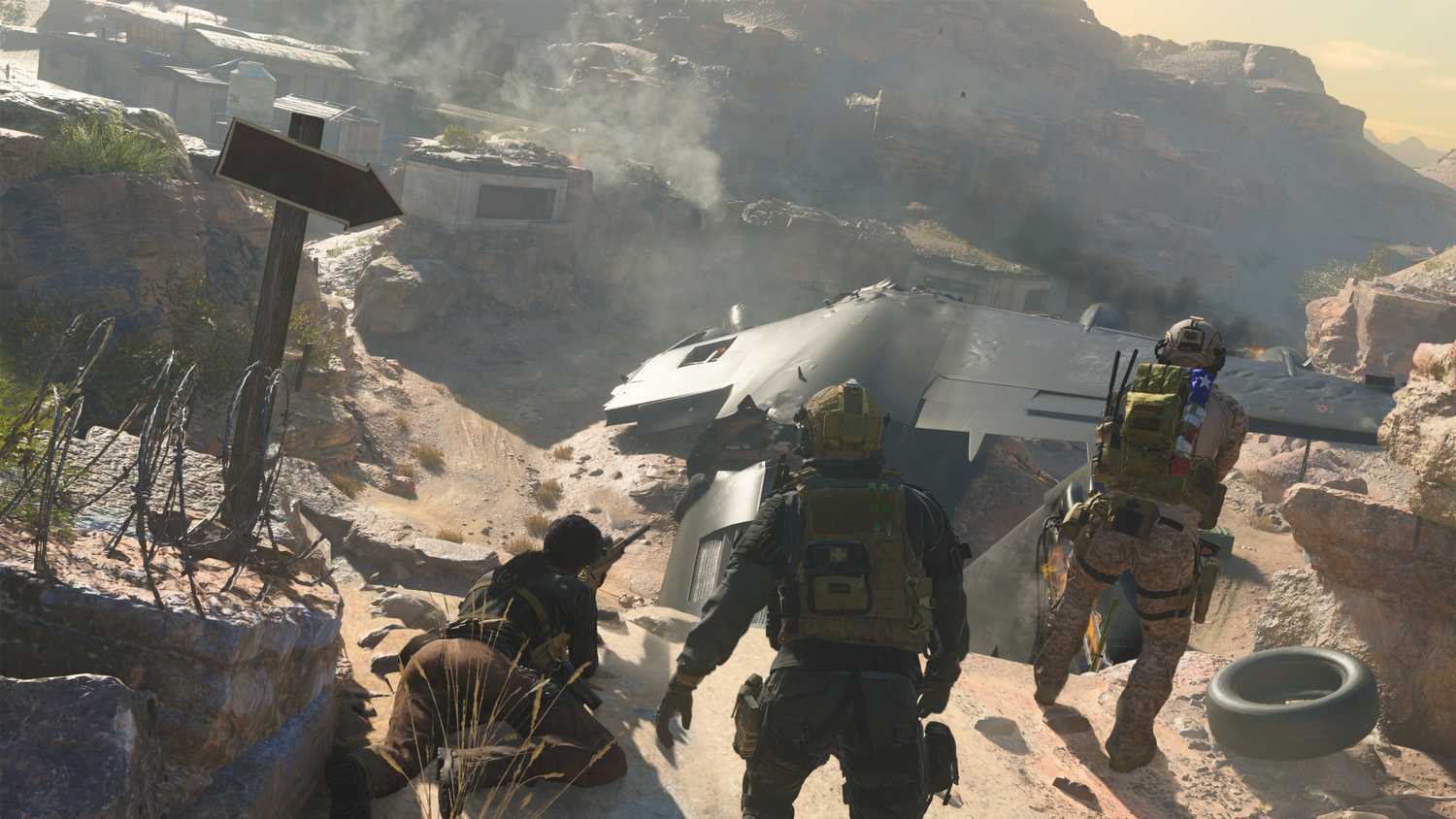 A crashed plane's wreckage in Call of Duty: Modern Warfare III.