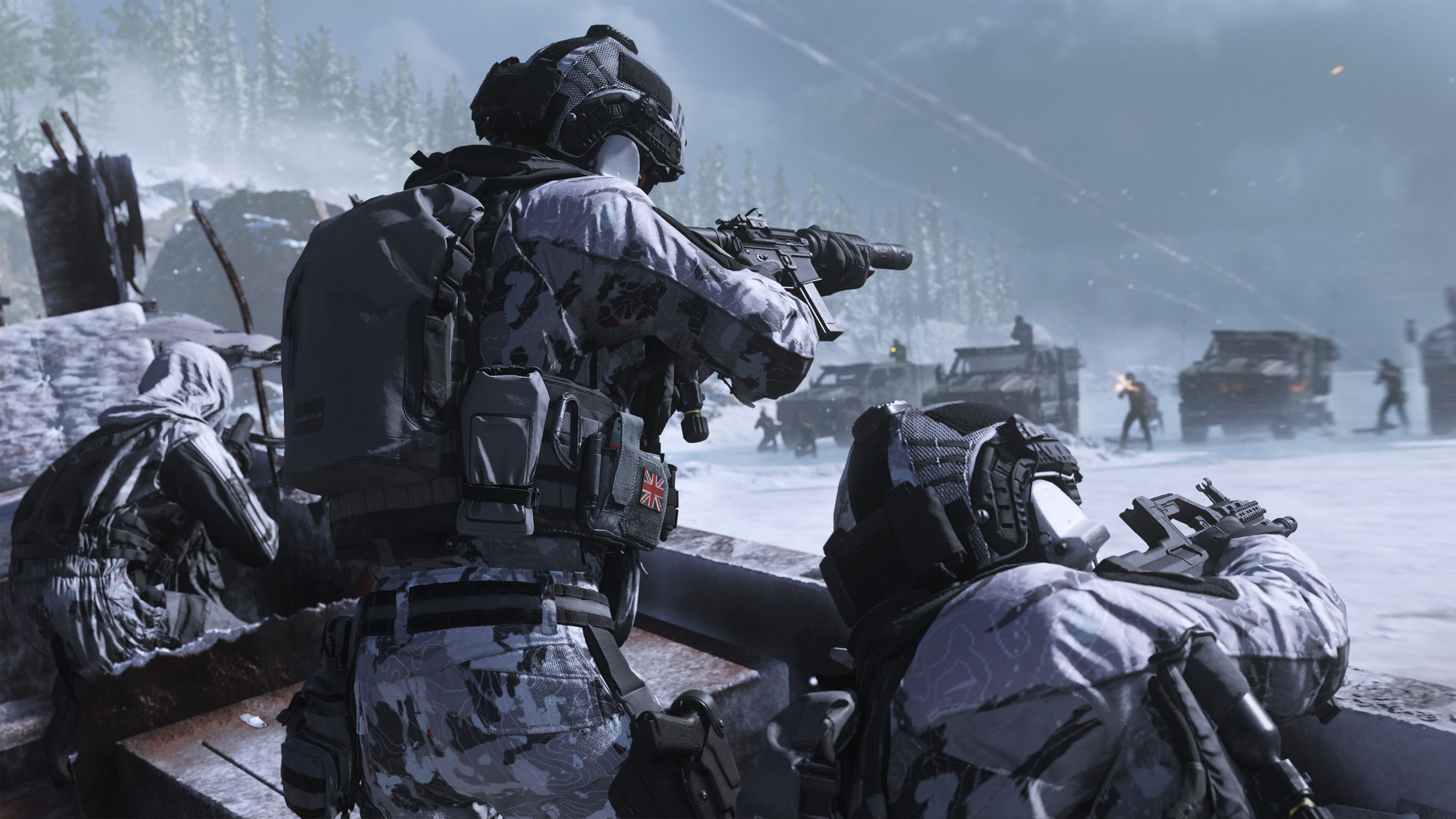 Snow combat in Call of Duty: Modern Warfare III.