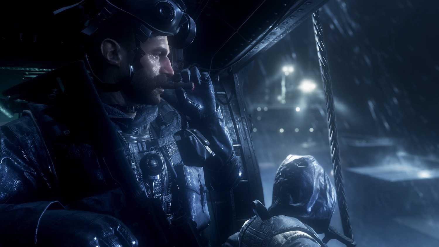 Captain Price lighting up a cigar in Call of Duty 4: Modern Warfare Remastered.