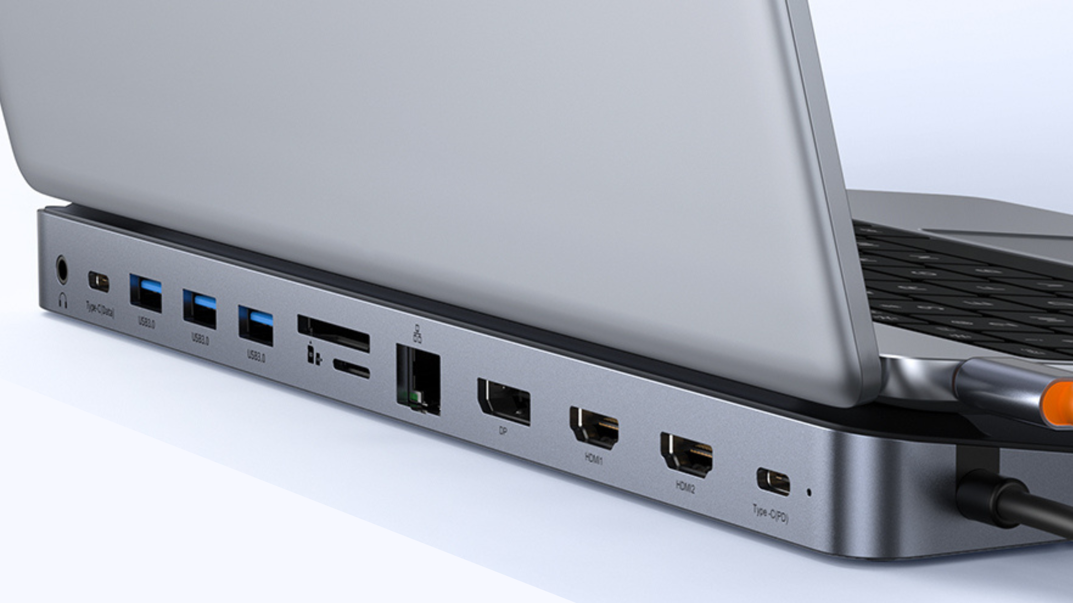 Baseus Laptop Docking Station on a desk with laptop connected