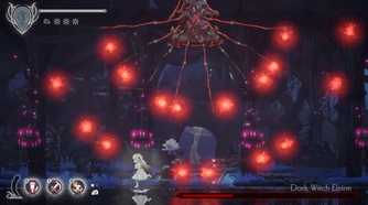 Battling the Dark Witch Eleine in Ender Lilies.