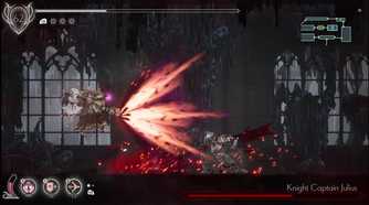 The player fighting Knight Captain Julius in Ender Lilies.