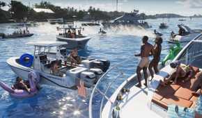 A yacht party in Leonida Keys in GTA VI.